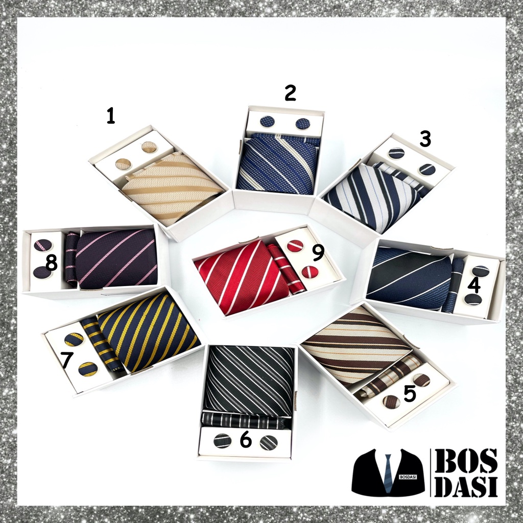 DASI SET BOX / BOX DASI MANUAL 8 CM MOTIF CUFFLINK POCKET SQUARE 2