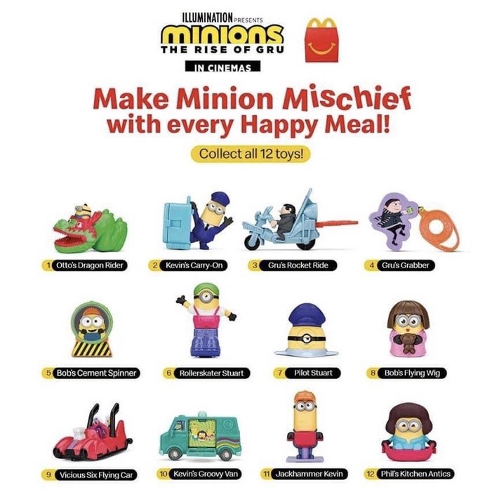Mainan Anak Hadiah Happy Meal Meals McD McDonalds McDonald Minion Minions The Rise Of Gru 2022 Despi