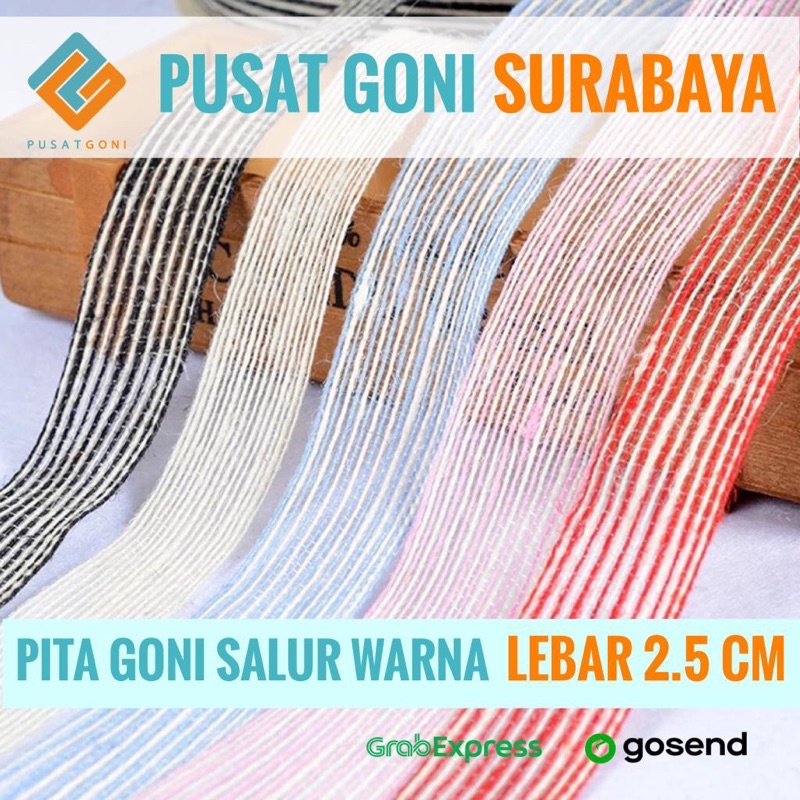 

Pita Goni Salur Warna 2.5 cm - Pita Warna - Pita Bungkus Kado - Vintage Jute Ribbon - Pita Goni Surabaya - Party Wedding Dekorasi