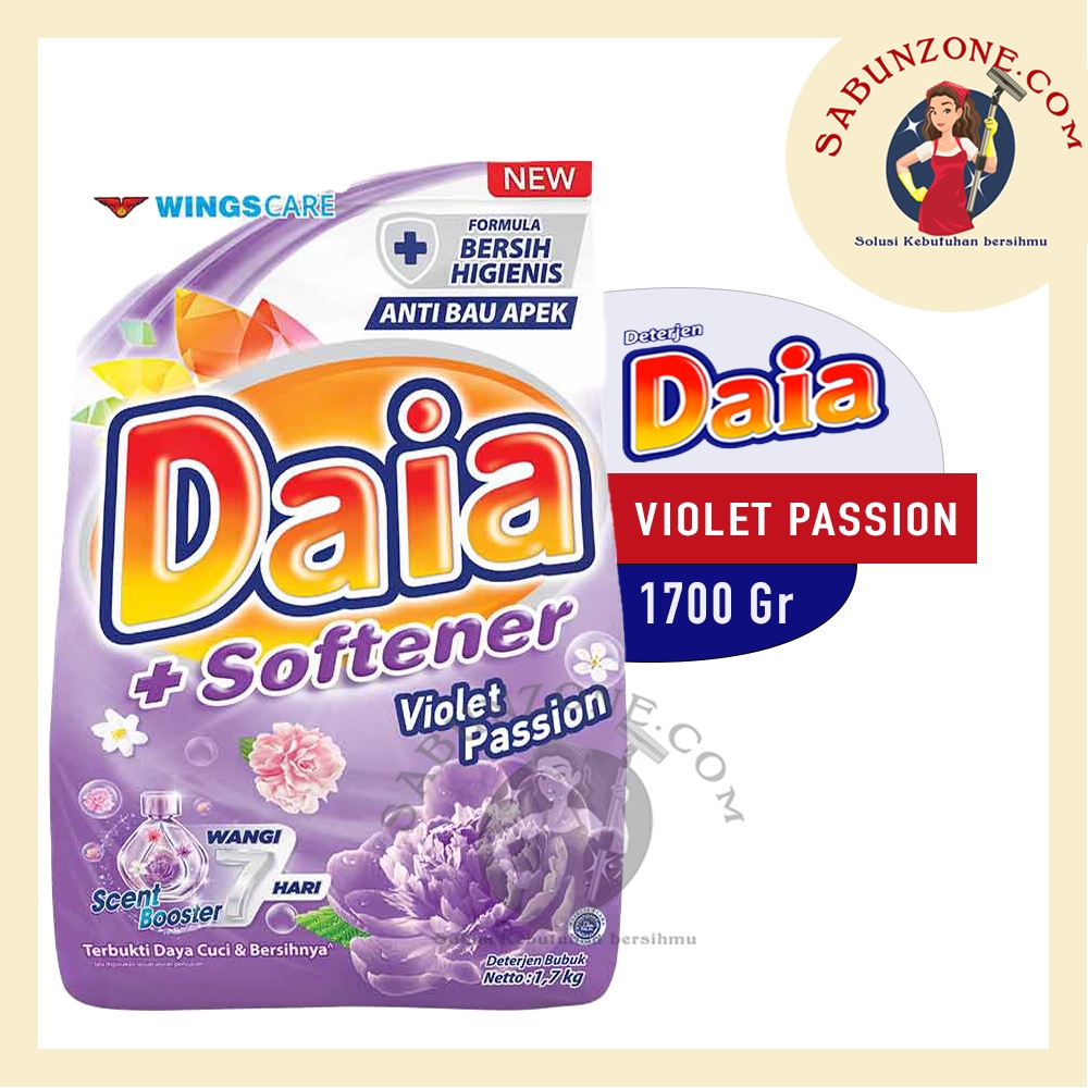 Deterjen Detergen Bubuk Daia Putih / Floral Blossom Orange / Romantic Pink / Violet Passion Ungu / Hijab Clean &amp; Fresh Hijau Biru 1,6/1,7 kg