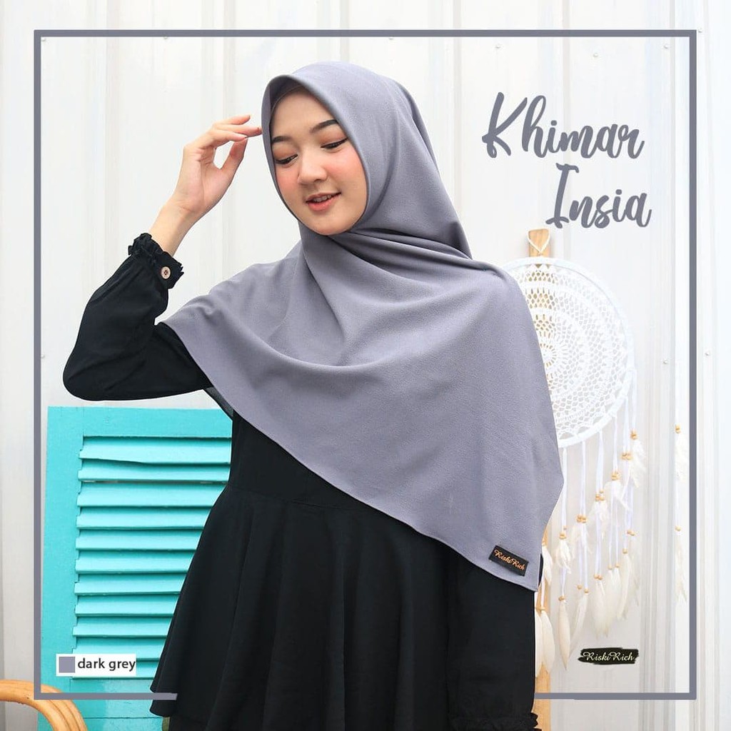 Riskirich Insia Khimar Jilbab Segi Empat Instan 2 layer Premium Jahit Tepi