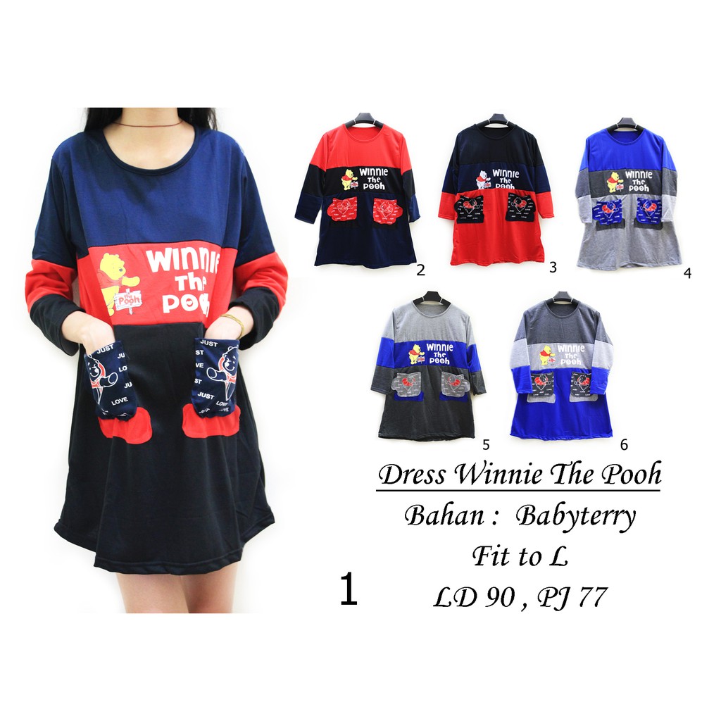 DRESS / PAKAIAN WANITA / BAJU TERUSAN WINNIE THE POOH