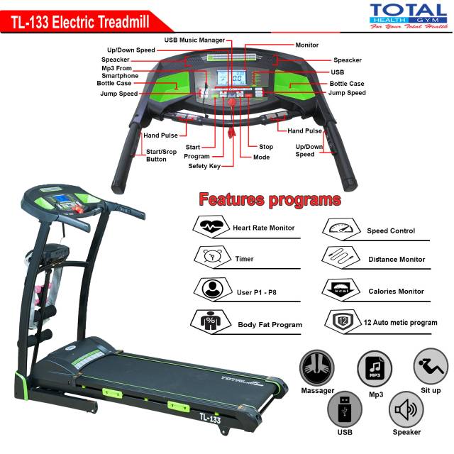 Treadmill Elektrik 3 Fungsi TL133 | Treadmill Electric TL 133
