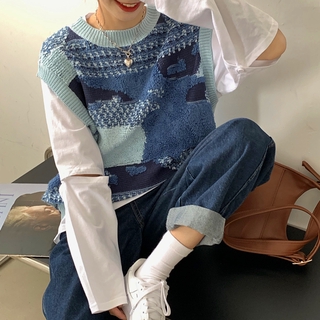 Rompi Sweater Model Longgar Tanpa Lengan Gaya Korea Bahan Rompi Sweater Model Longgar Tanpa Lengan Gaya Korea Bahan