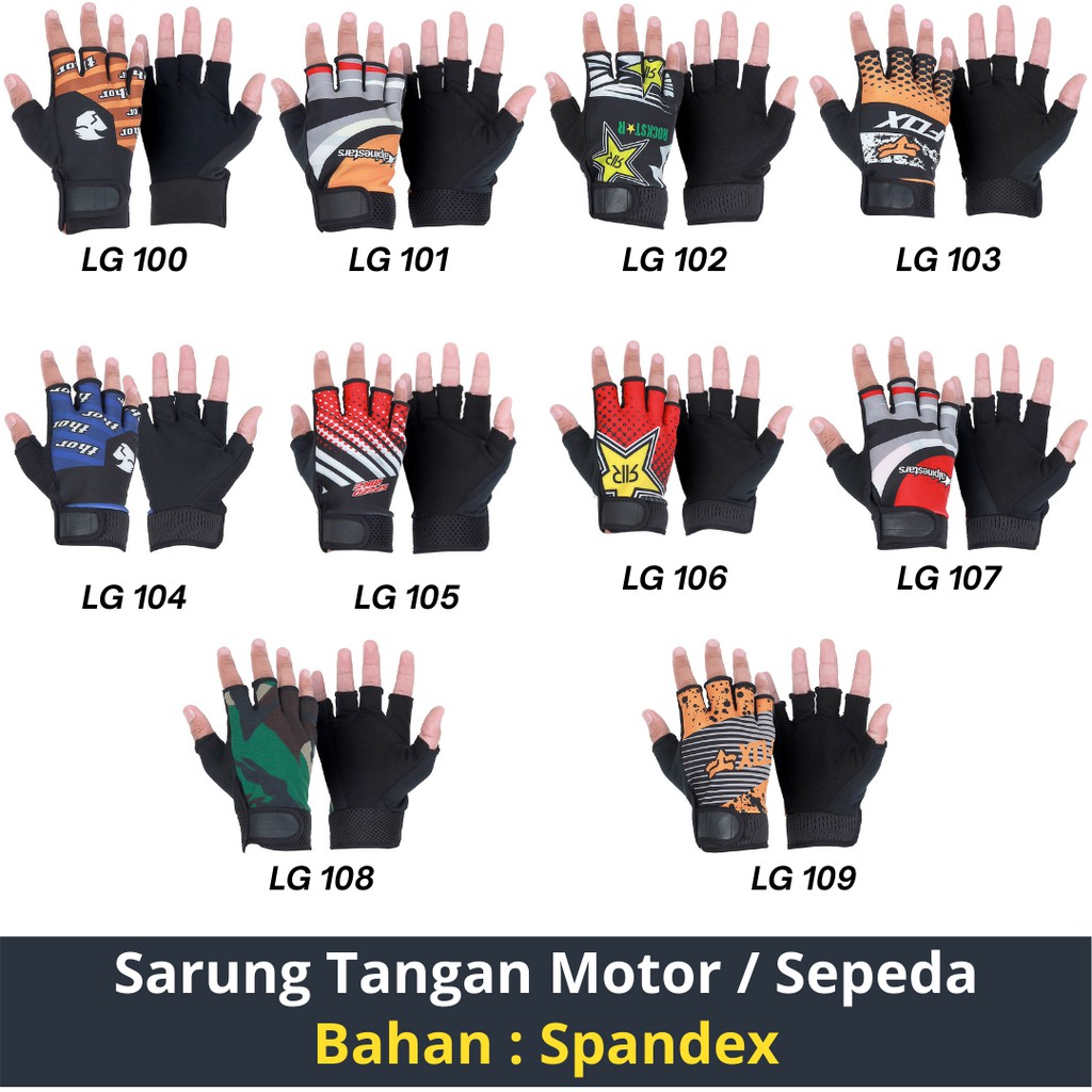 Toko Thabita Sarung Tangan Sepeda Motor Half Finger Buntung Setengah Jari Spandex Baloon Pria Wanita