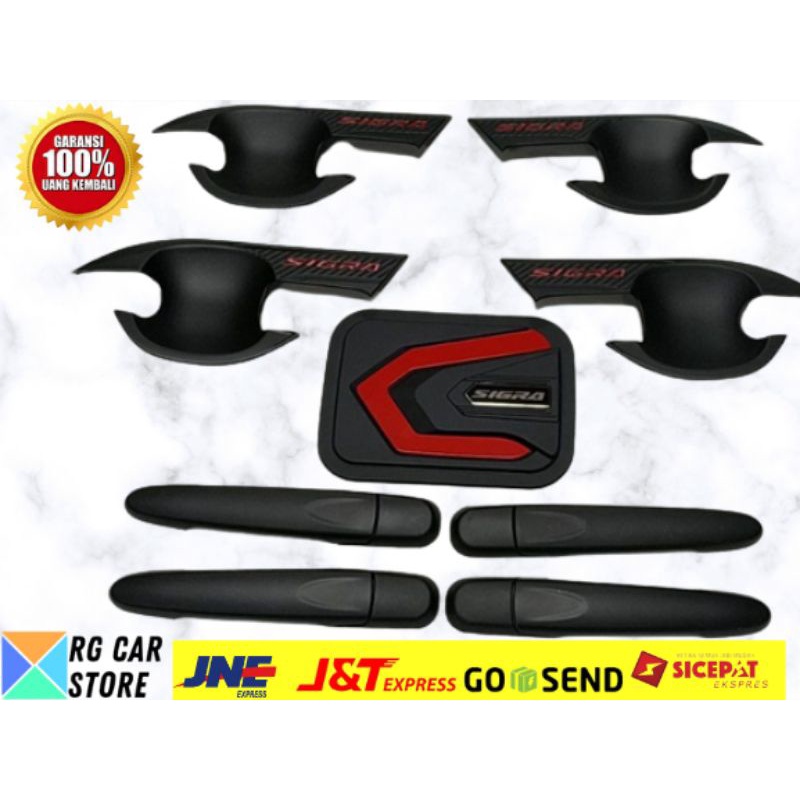 PAKET OUTER HANDLE TANK COVER SIGRA BLACK DOFF LIST MERAH DIJAMIN PNP BERKUALITAS