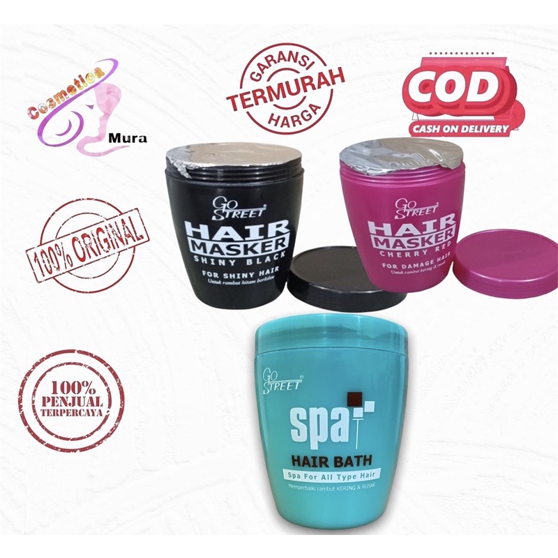 go street hair mask 500 gr - GO STREET HAIR BATH SPA || go street hair mask cherry red | hair mask shiny black | hait bath spa 500 gr