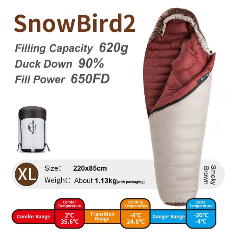 SLEEPING BAG SNOWBIRD 2 NATUREHIKE NH20YD001 (SIZE XL)