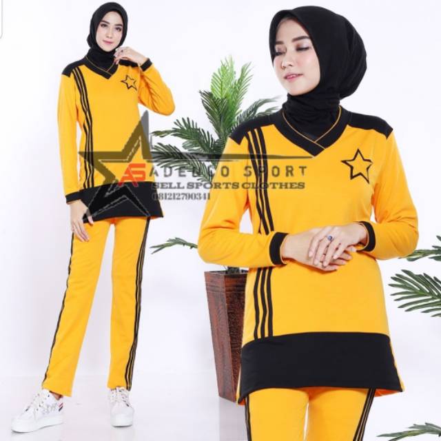 Setelan Senam Olahraga Wanita / setelan baju senam muslimah / setelan baju olahraga wanita hijab