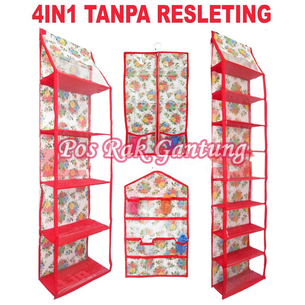 PROMO MURAH SET 4IN1 RAK  GANTUNG  MOTIF BUNGA NON RESLETING 