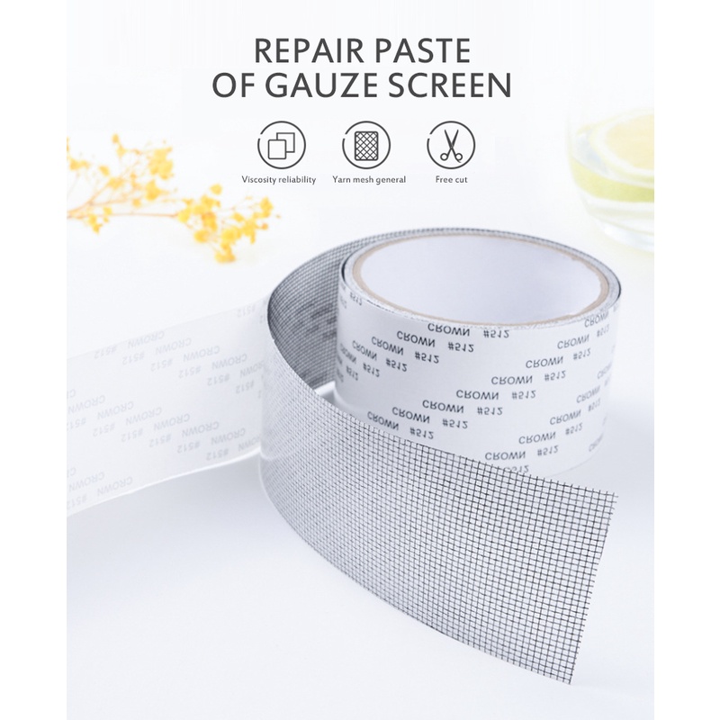 ღ Jendela Layar Kelambu Perbaikan Tape Anti Nyamuk Mesh Lengket Patch Perbaikan Tape Kuat Self Adhesive Fiberglass Patch untuk Layar Lubang Air Mata Perbaikan