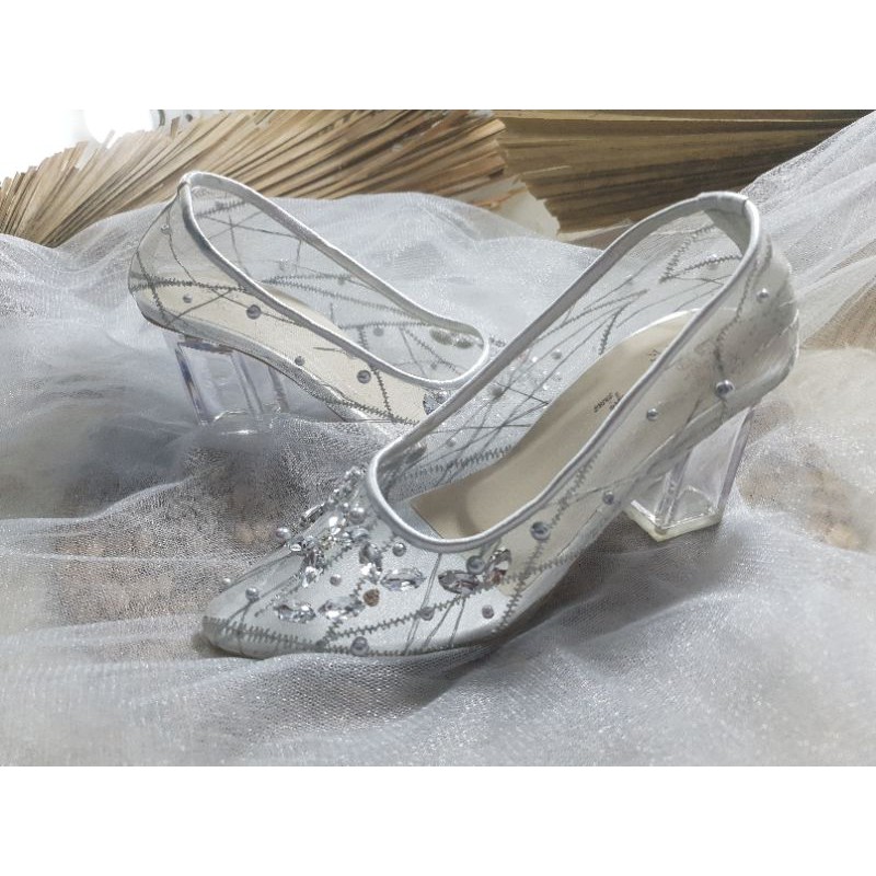 sepatu merisa wanita silver cantik sepatu wedding 7cm