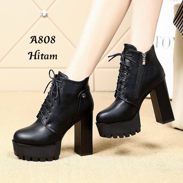 SEPATU BOOTS WANITA IMPOR HIGH BLOCK KOREA #A808