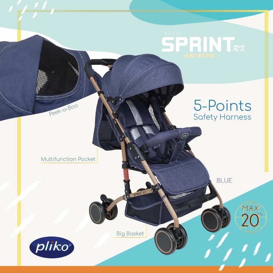 Stroller Pliko Sprint RX BS379 New with Shock Arbsorber Kereta Bayi