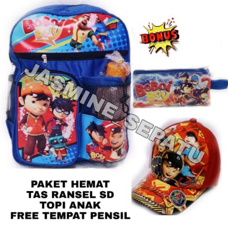 TAS RANSEL ANAK SEKOLAH KARAKTER BOBOIBOY/GRATIS BOTOL MINUMAN