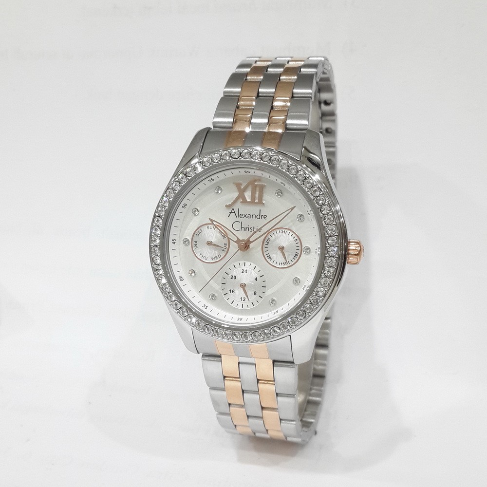 Alexandre Christie Passion 2496BFBTRSL Jam Tangan Wanita Rantai Stainless Silver Rose Gold