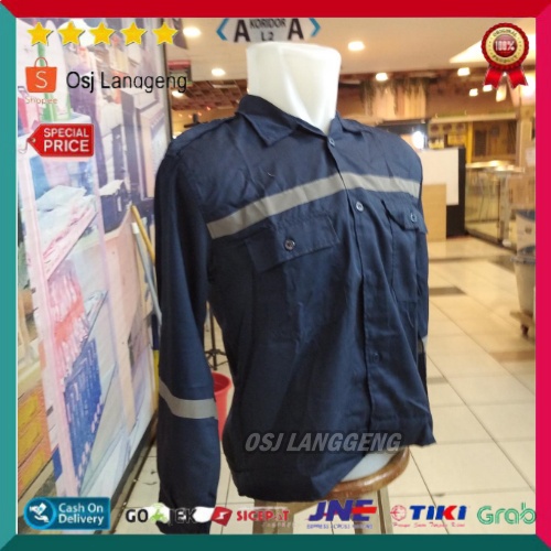 Baju Atasan American Drill Biru Navy - Atasan Safety Proyek Warna Biru Navy