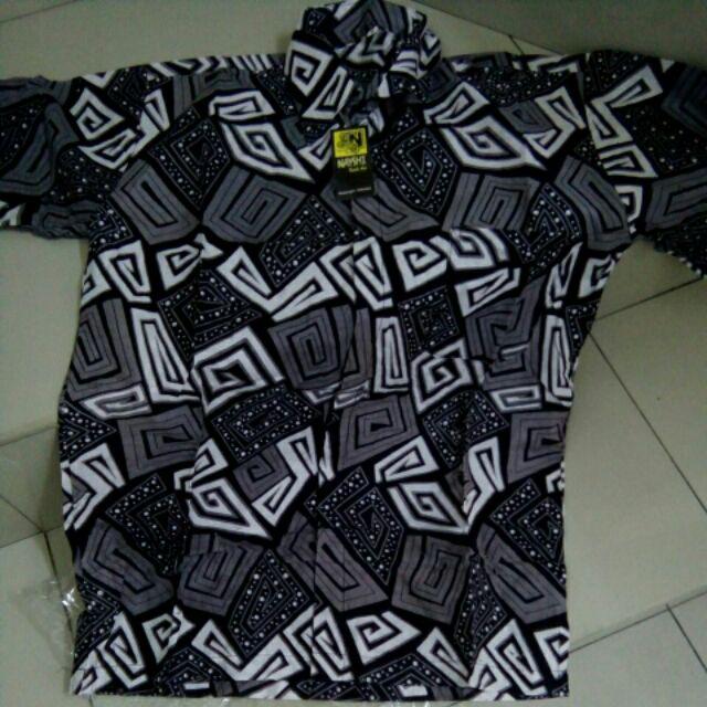 Kemeja Batik Lengan Pendek Arjuna Memanah Mozaik Abu Merak Toska Sogan Kenongo Nayshi Batik Hrb026