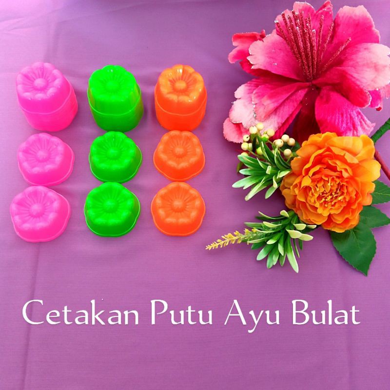 CETAKAN PUTU AYU BUNGA BULAT   | putu ayu, kue apem, talam, atau agar-agar