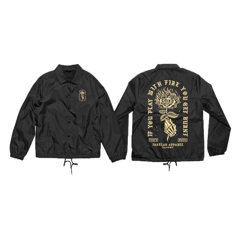Fakelab Coach Jacket Burn Hitam Fakelab / Windbreaker / Wb /Cj / Jaket