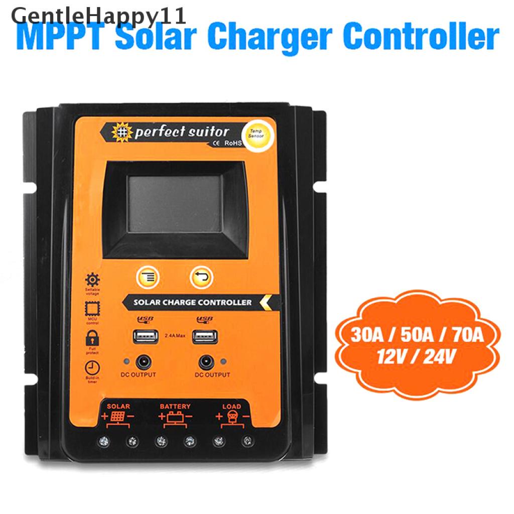 Gentlehappy MPPT Controller Charger Tenaga Surya 12 / 24V 30 / 50 / 70A Dual USB 5V Dengan Layar LCD