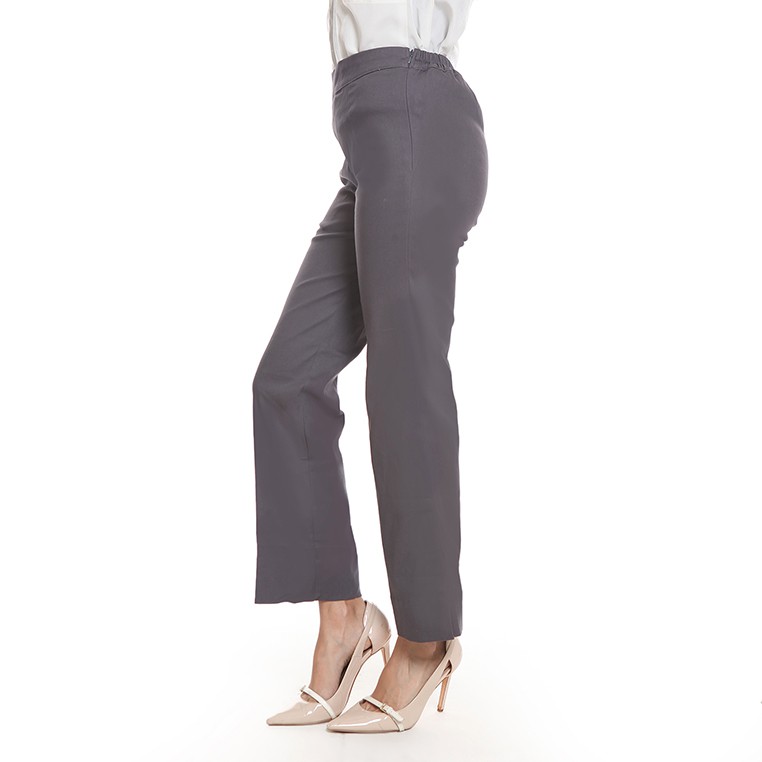 Basix - Burton Pants Grey - Celana Panjang Wanita Abu-Abu