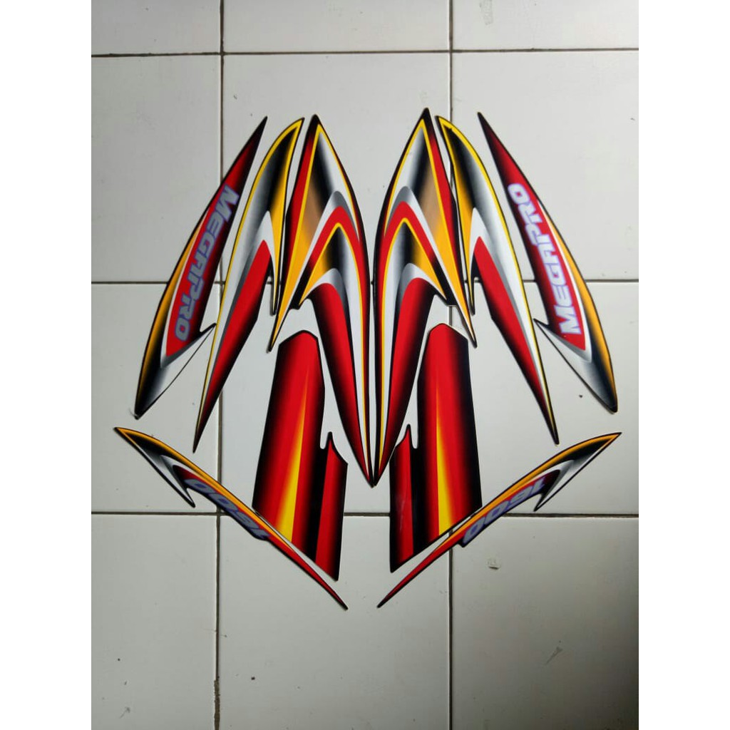 striping list stiker striping lis body motor honda mega pro 2006 hitam merah terlaris