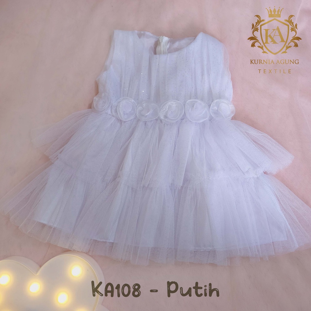 Baju Bayi Perempuan Gaun Balita Dress Bayi 0 6 12 bulan Princess Ulang Tahun Pesta Brukat Promo KA108