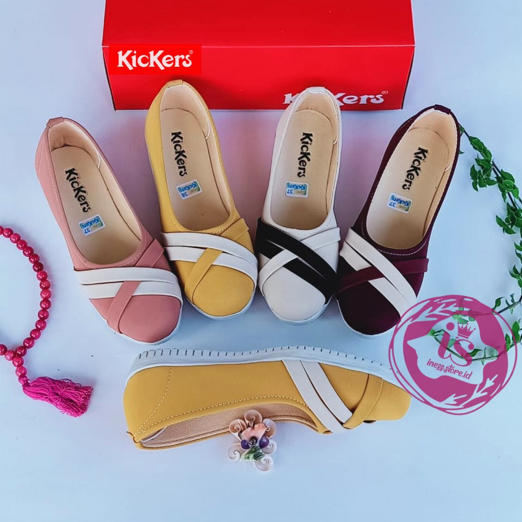 SEPATU FLAT WANITA KICKERS SLIP ON TERBARU KODE  BLT-04 MURAH GROSIR