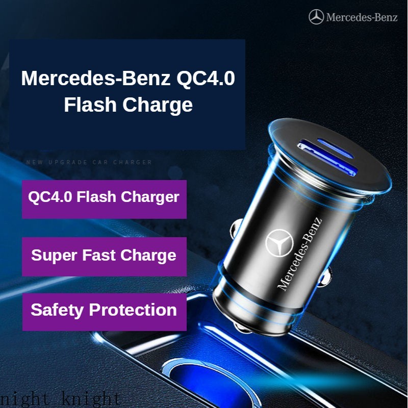 Charger Mobil Mercedes Benz MINI 4.8A / QC4.0 USB Fast Charging Untuk Mercedes Benz W210 / W124 / W203 / W204 / W204 / C200 / W12 / 2202 / W11 / W3 / W204G / / / 2205 / W11 / W204B / / 2202