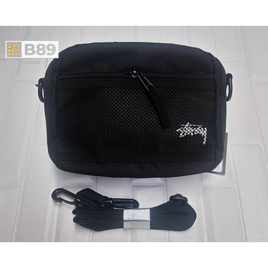 STUSSY STOCK POUCH ORIGINAL TAS SLEMPANG - BLACK