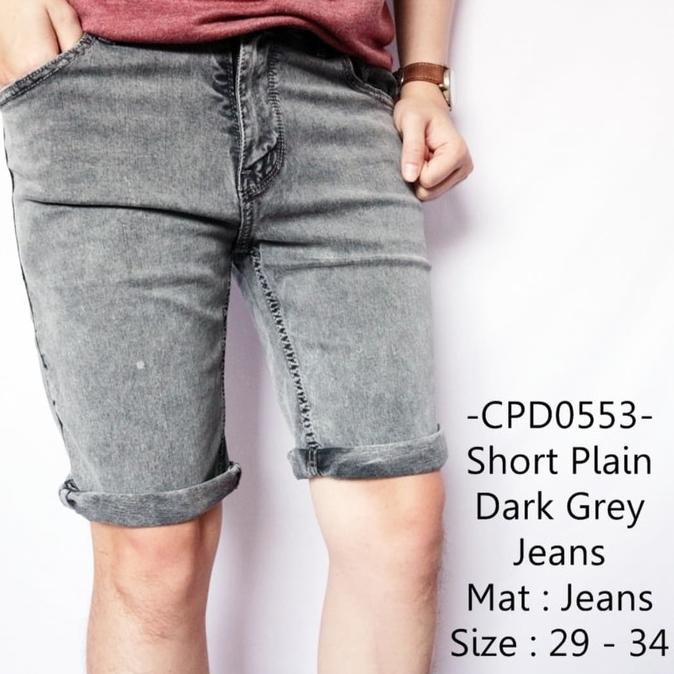 Celana pendek cowok/Celana jeans pendek pria/celana pria - Grey, 29