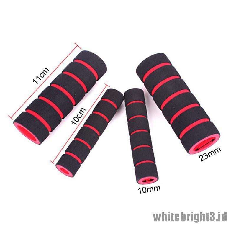 2 Pasang Grip Stang Sepeda / Motor Bahan Spons Lembut Warna Putih + Tuas Rem / Kopling