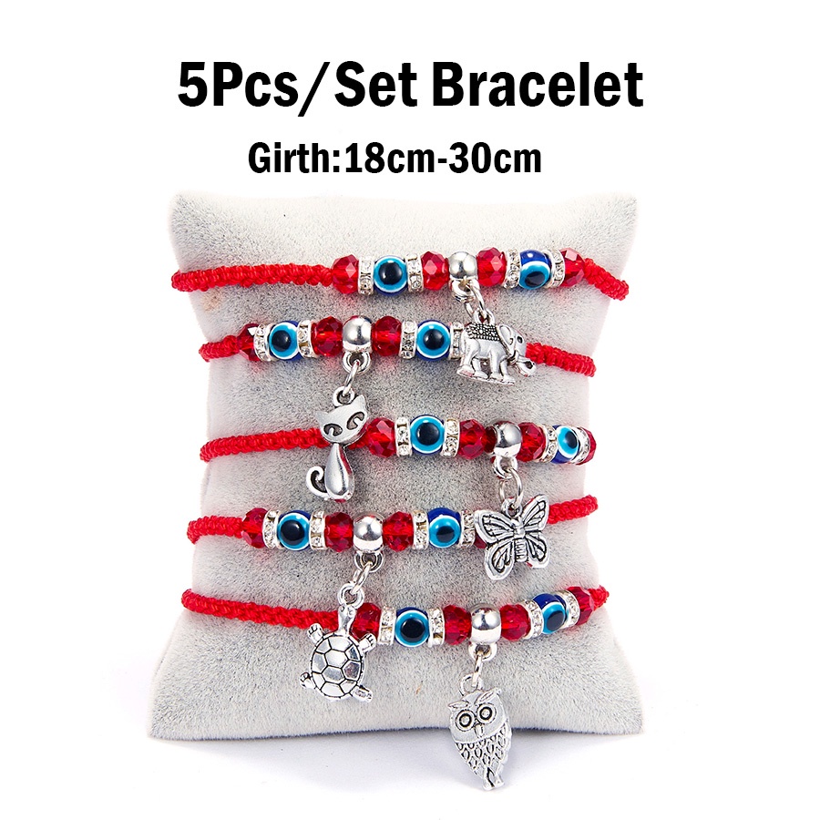 Butterfly Kitten Animal Blue Eyes Evil Eyes Red Black Cord Braided Adjustable Men's and Women's Bracelets Korean Fashion Jewelry Best Accessories for Boyfriend Gifts