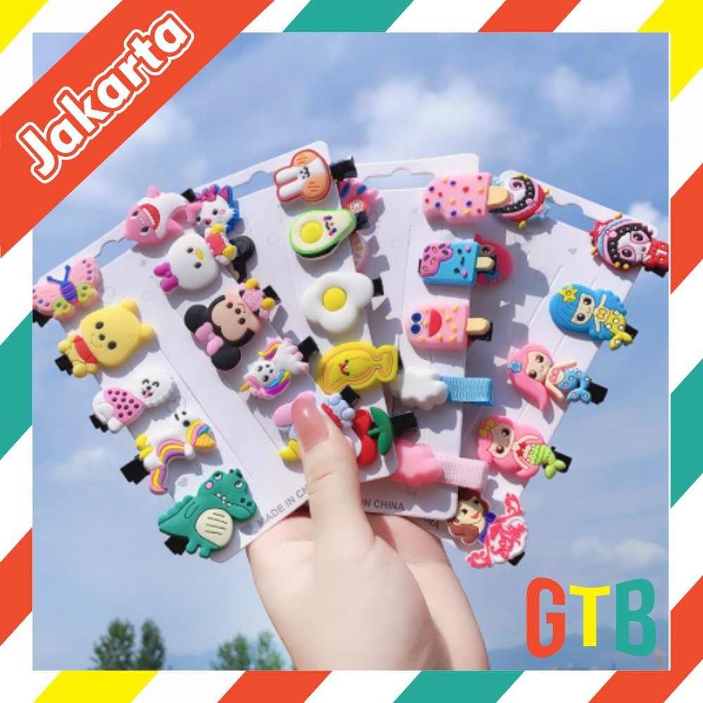 ❤️GTB❤️ R304 10Pcs Jepitan Rambut Anak Jepit Rambut Korea Kids Unicorn Candy Fruit Icecream