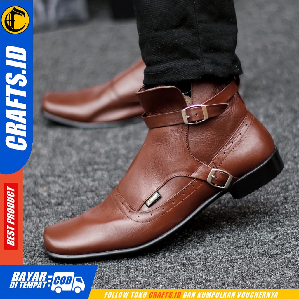 CRAFTS badami - Sepatu Boots Pantopel Formal Kulit Asli Kerja Pria