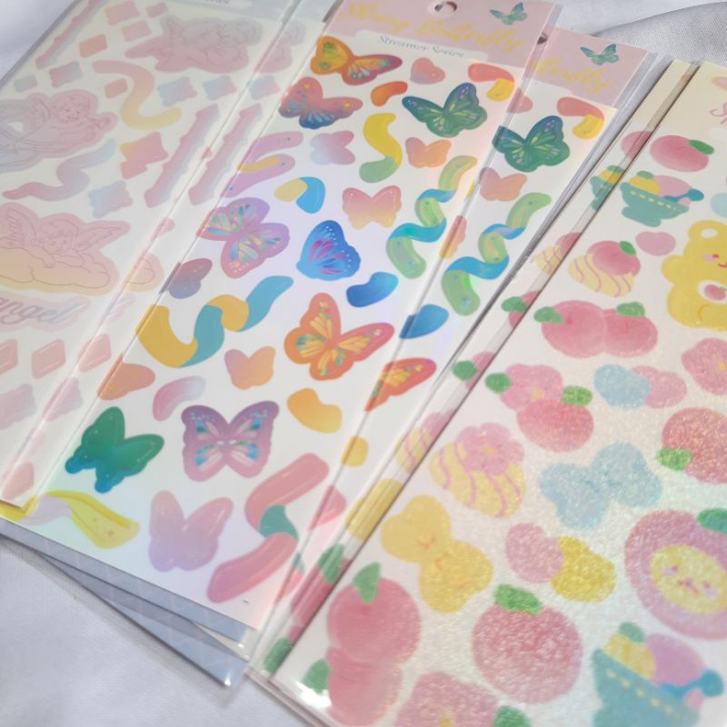 STICKER DECO PHOTOCARD BUJO JOURNAL WATERPROOF ANTI AIR STIKER HOLOGRAM HOLO GLITTER CUTE AESTHETIC 