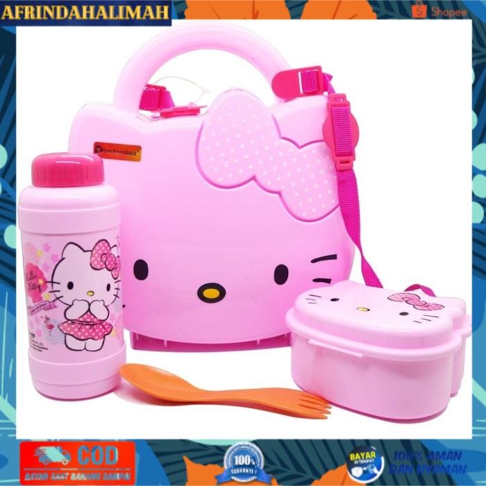 

{TERBARU} Tempat Bekal Makan Set Hello Kitty Summer Cupid School Box Plus Tali