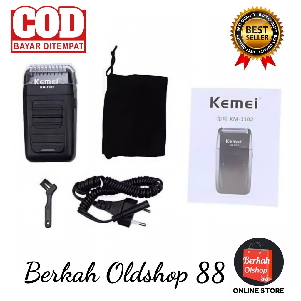 Berkah Oldshop 88 - Alat Cukur Kumis Dan Jenggot Botak Recharger - Shaver Kemei KM 1102