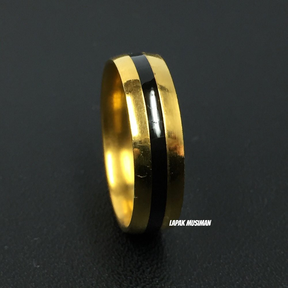 [Bayar di Tempat] CINCIN TITANIUM GOLD HITAM PRIA WANITA SUPER KEREN