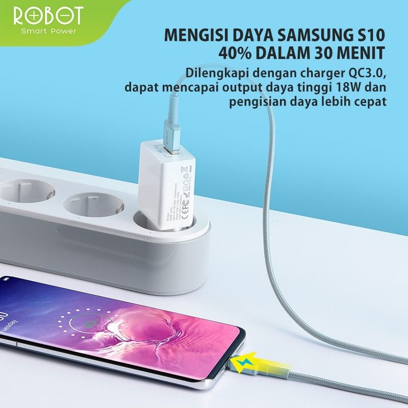 PROMO ROBOT RSC100 KABEL DATA TYPE C 3A 100CM FAST CHARGING ORIGINAL