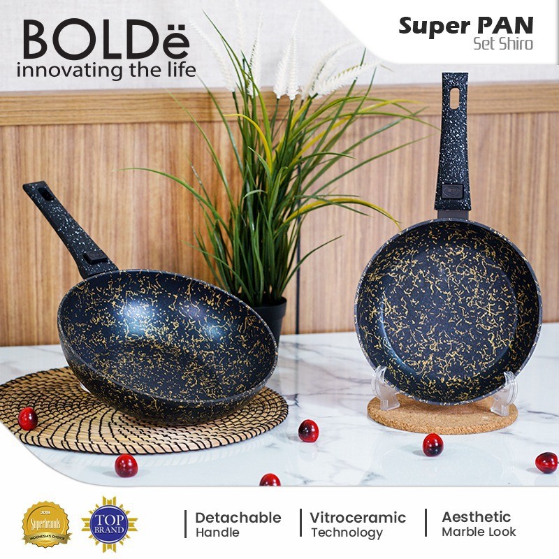 BOLDe Super Pan Shiro Set - Panci Cookware Set - Handle Bisa Dilepas