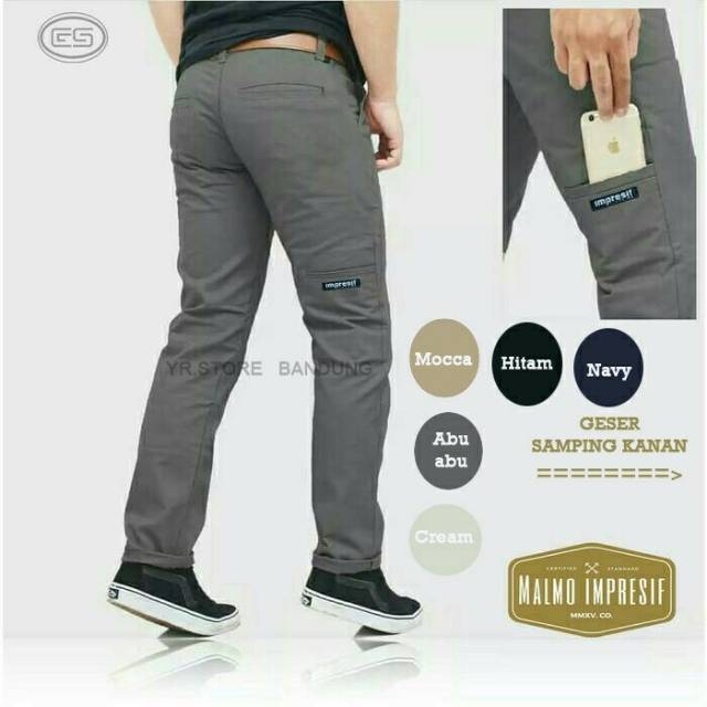   Celana  Chinos Pants Pocket Impresif Malmo  Shopee Indonesia