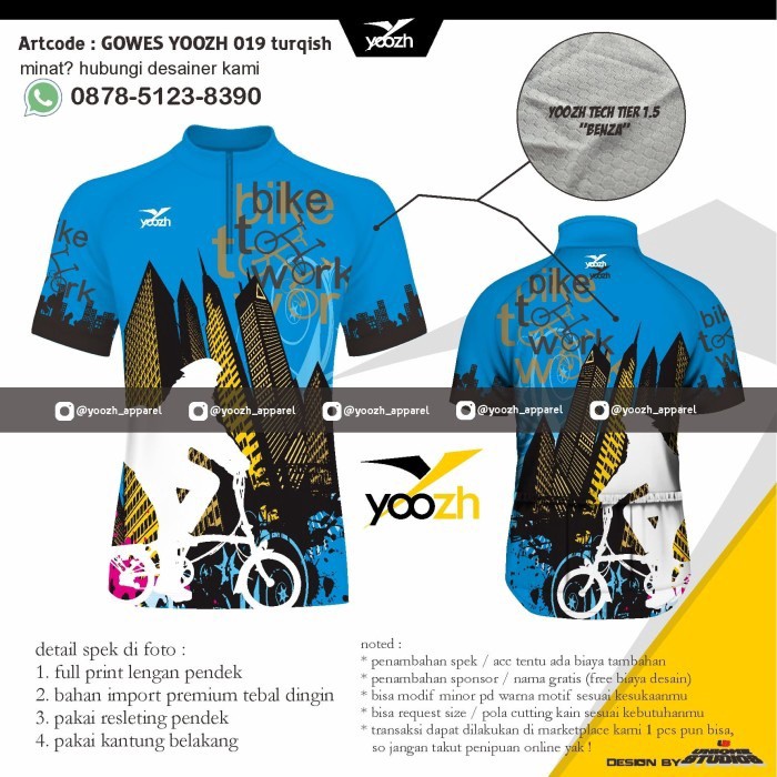 Baju sepeda gowes YOOZH 019 jersey sepeda lipat full print sublim
