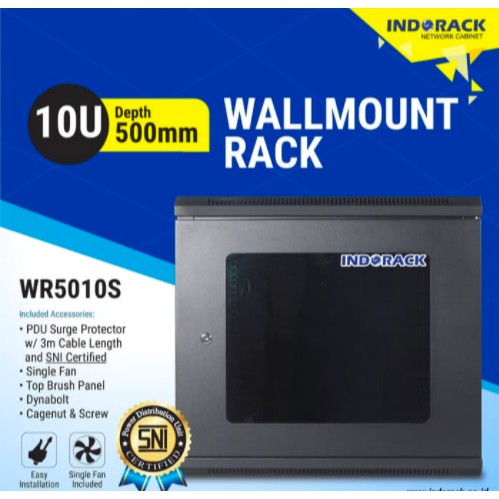 WR5010S - 10U Wallmount Rack Depth 500mm Single Door 19&quot; - INDORACK