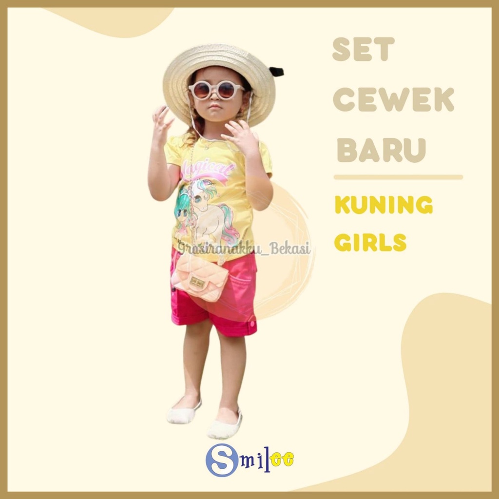 Setelan Anak Cewe Kuning Girls Size 1-3tahun Murah