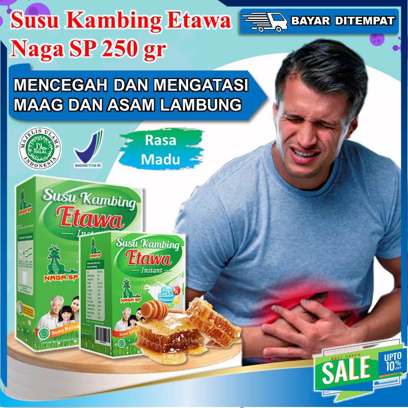 

Susu Kambing Etawa Bubuk Naga SP 150gr, 250gr Rasa Madu Atasi Asam Lambung Maag Asma Sesak Napas TBC