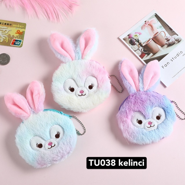 Dompet Koin kartu kunci unicorn Bulu Fluffy TU017 Coin Bag anak perempuan