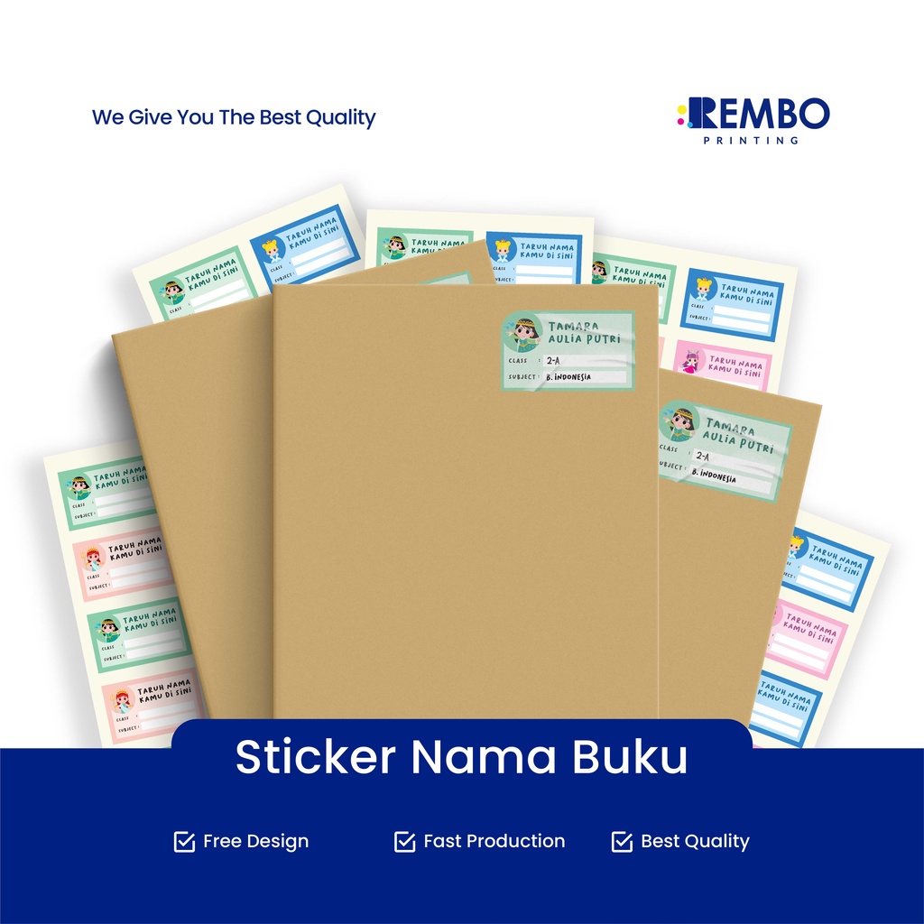 Sticker Label Nama Buku - Sticker Label Custom Nama Buku - Label Buku Custom