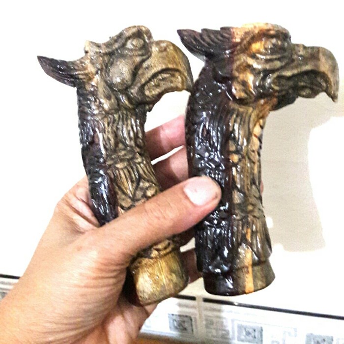 Pisau - Deder Gagang Golok Ukir Garuda Kayu Asem Poleng